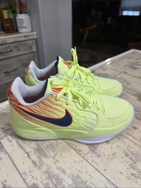 Nike Neon Yellow Athletic Sneakers with Navy and Red Accents